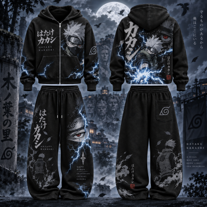 Naruto Hatake Kakashi- Unisex Zipper Hooded Sweatshirt Set