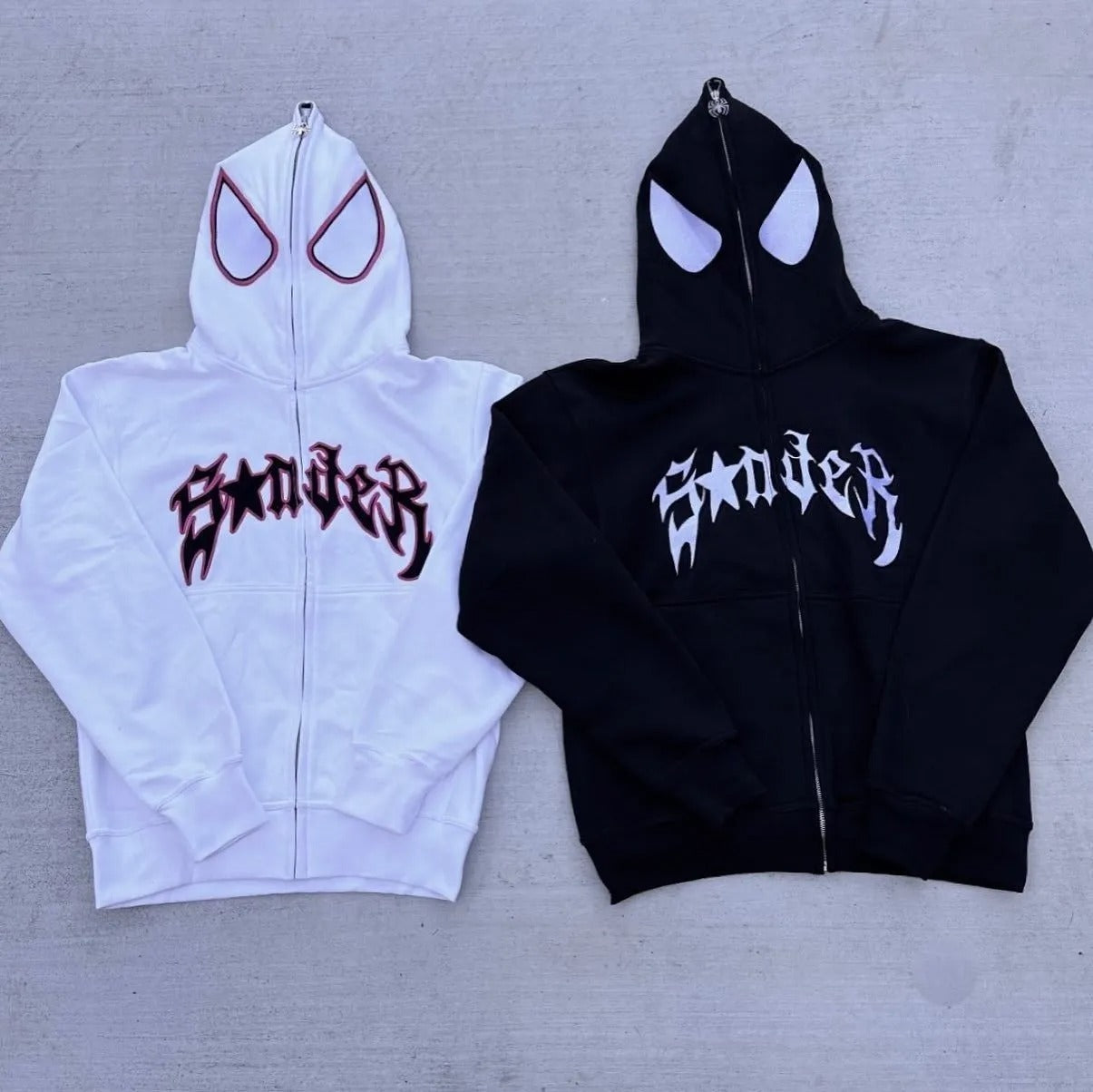 Spiderman Eye Mask Couple Hoodies Best Material- Y2K Streetwear Graphic Zip-Up Sweatshirt for Men and Women