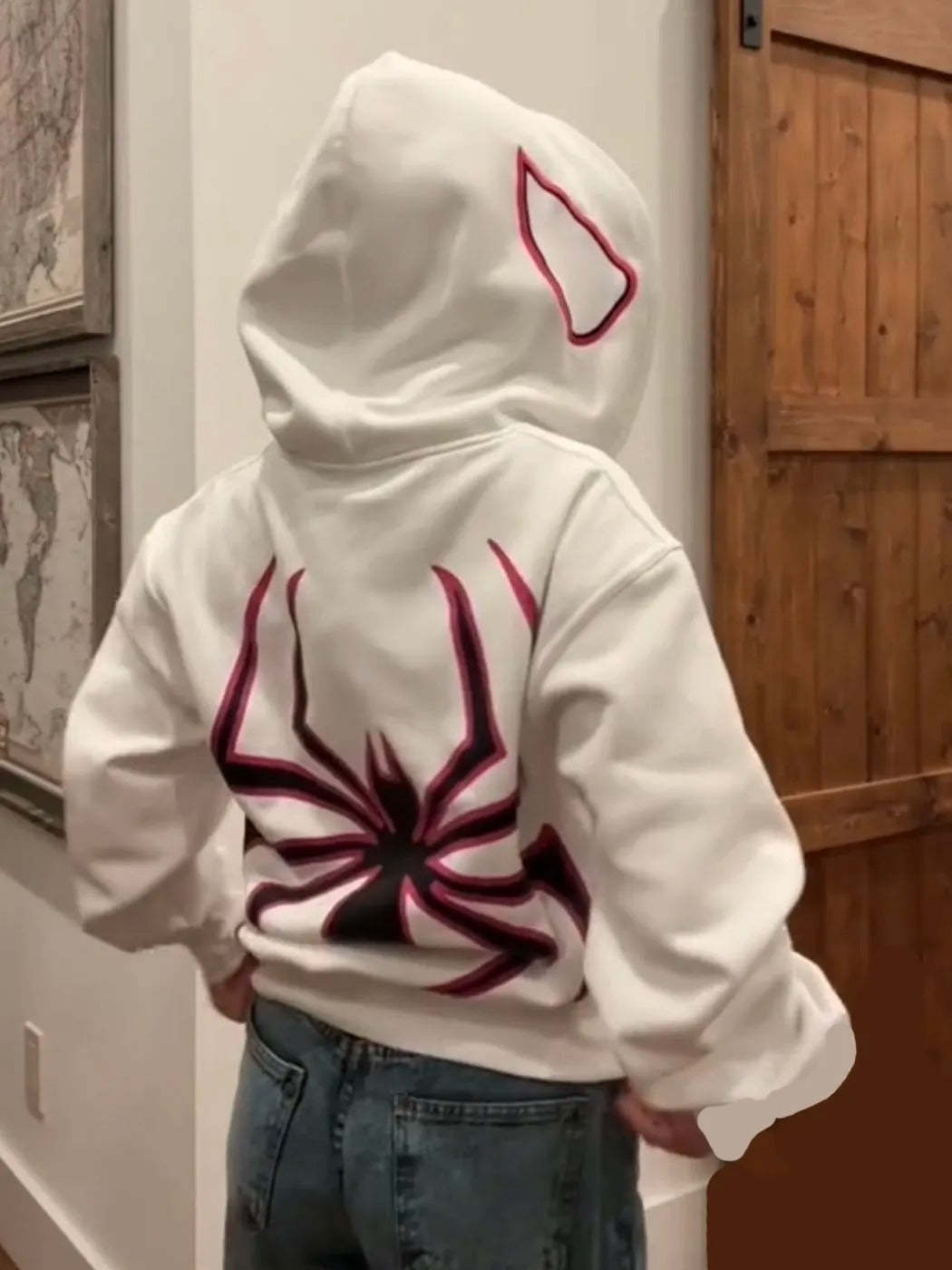 Spiderman Eye Mask Couple Hoodies Best Material- Y2K Streetwear Graphic Zip-Up Sweatshirt for Men and Women
