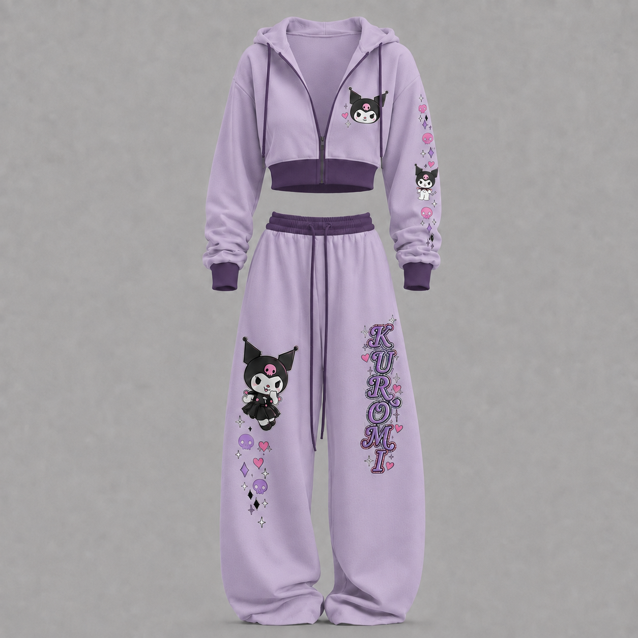 Sanrio-Short zip-up sweatshirt set