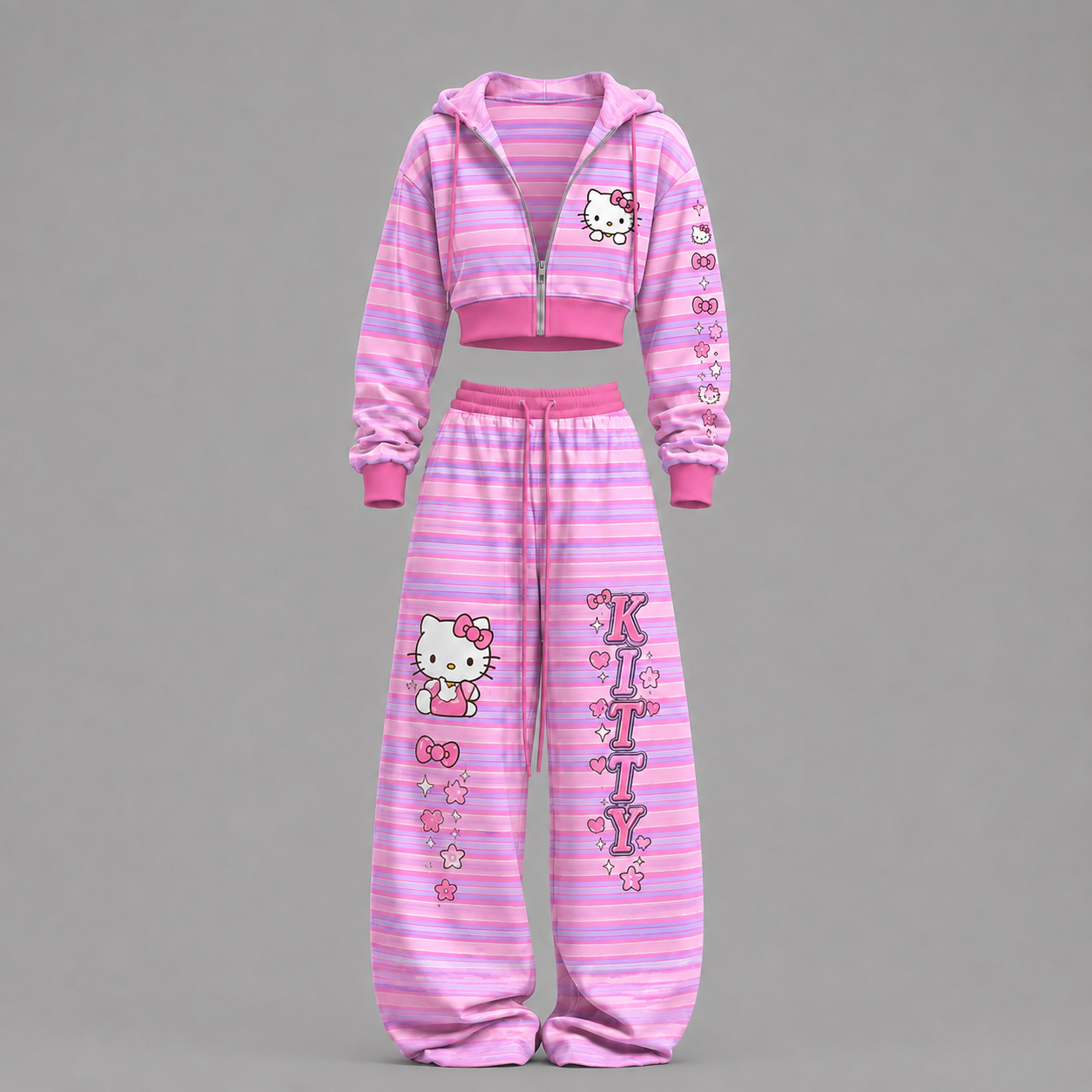 Sanrio-Short zip-up sweatshirt set