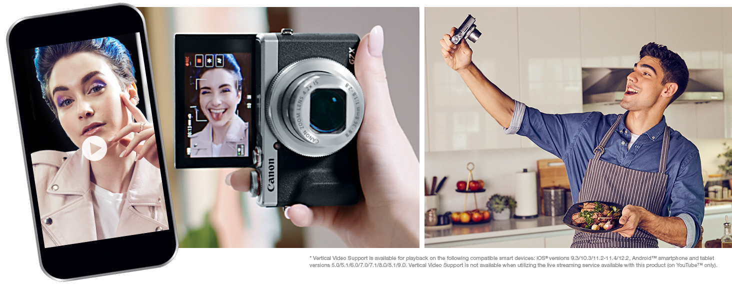 G7X Mark III, Vertical Video, 4K, Vlogging, Flip Screen, Compact camera, Canon 