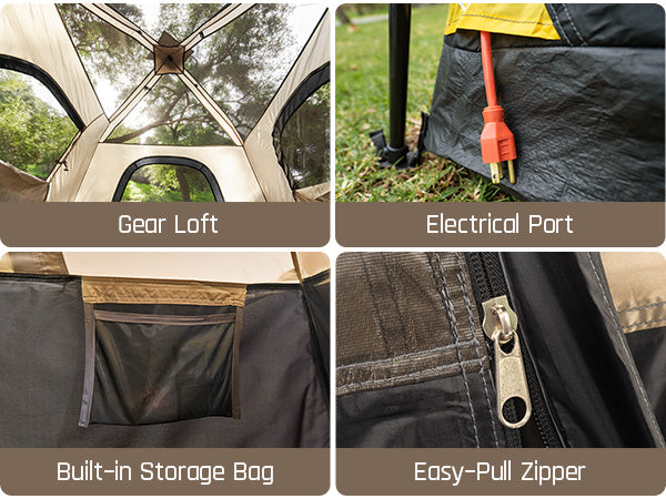FanttikOutdoor Zeta C4 Pro Instant Cabin Tent 4 Person Camping Tent Setup in 60 Seconds with Rainfly & Windproof Tent with Carry Bag for Family Camping & Hiking, Upgraded Ventilation