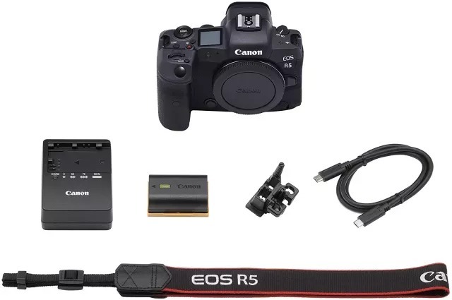 EOS R5 Full-Frame Mirrorless Camera with 8K Video, 45 Megapixel Full-Frame CMOS Sensor, DIGIC X Image Processor, Dual Memory Card Slots, and Up to 12 fps Mechnical Shutter, Body Only