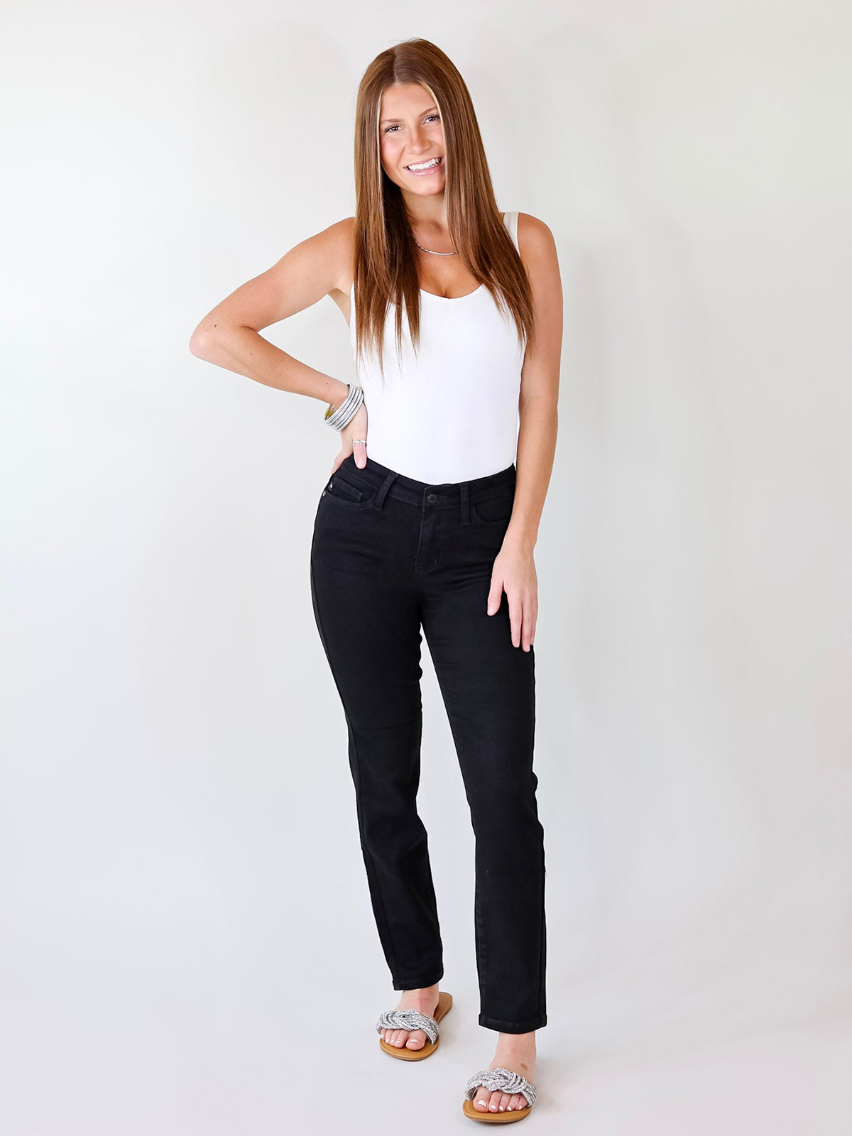 Tummy Control Cuffed Slim Fit Jeans （Buy 2 get 20% off）
