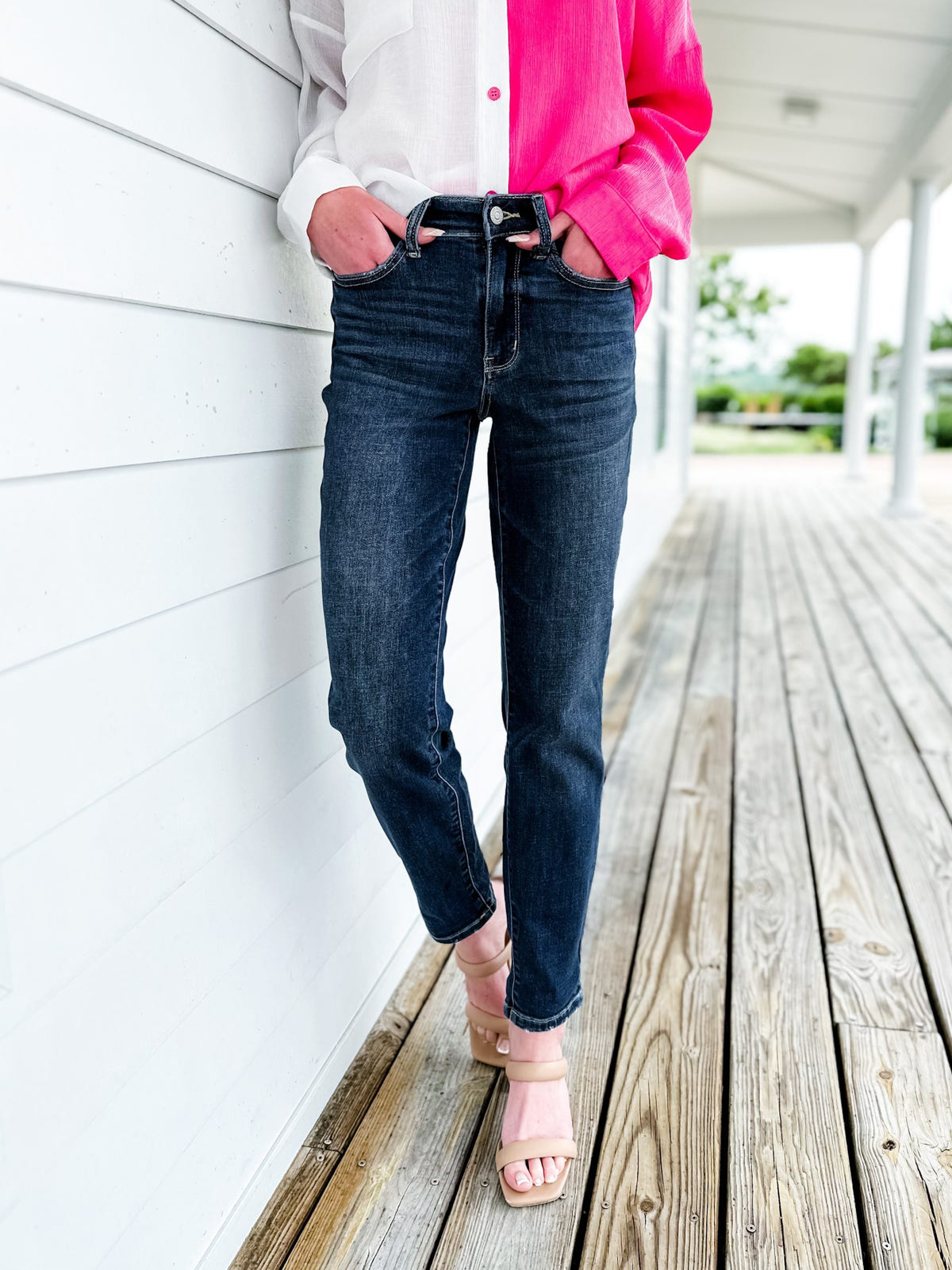 Tummy Control Cuffed Slim Fit Jeans （Buy 2 get 20% off）