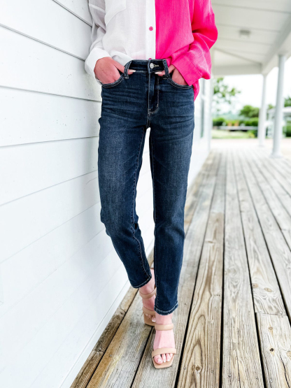 Tummy Control Cuffed Slim Fit Jeans （Buy 2 get 20% off）