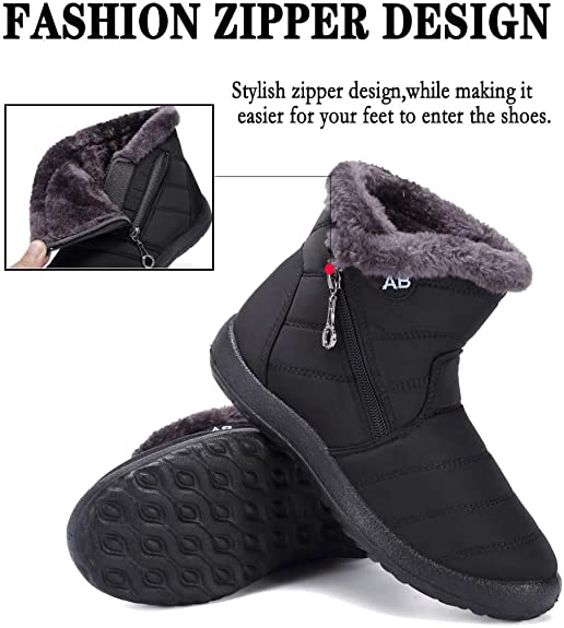 Women Premium Fur Lined Warm Comfy Outdoor Orthopedic Snow Boots