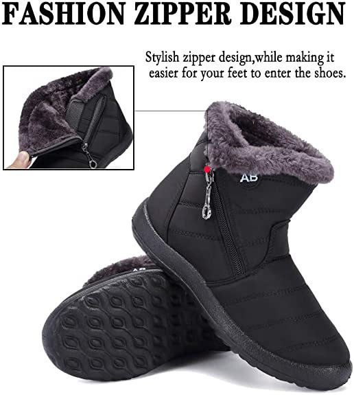 Women Premium Fur Lined Warm Comfy Outdoor Orthopedic Snow Boots
