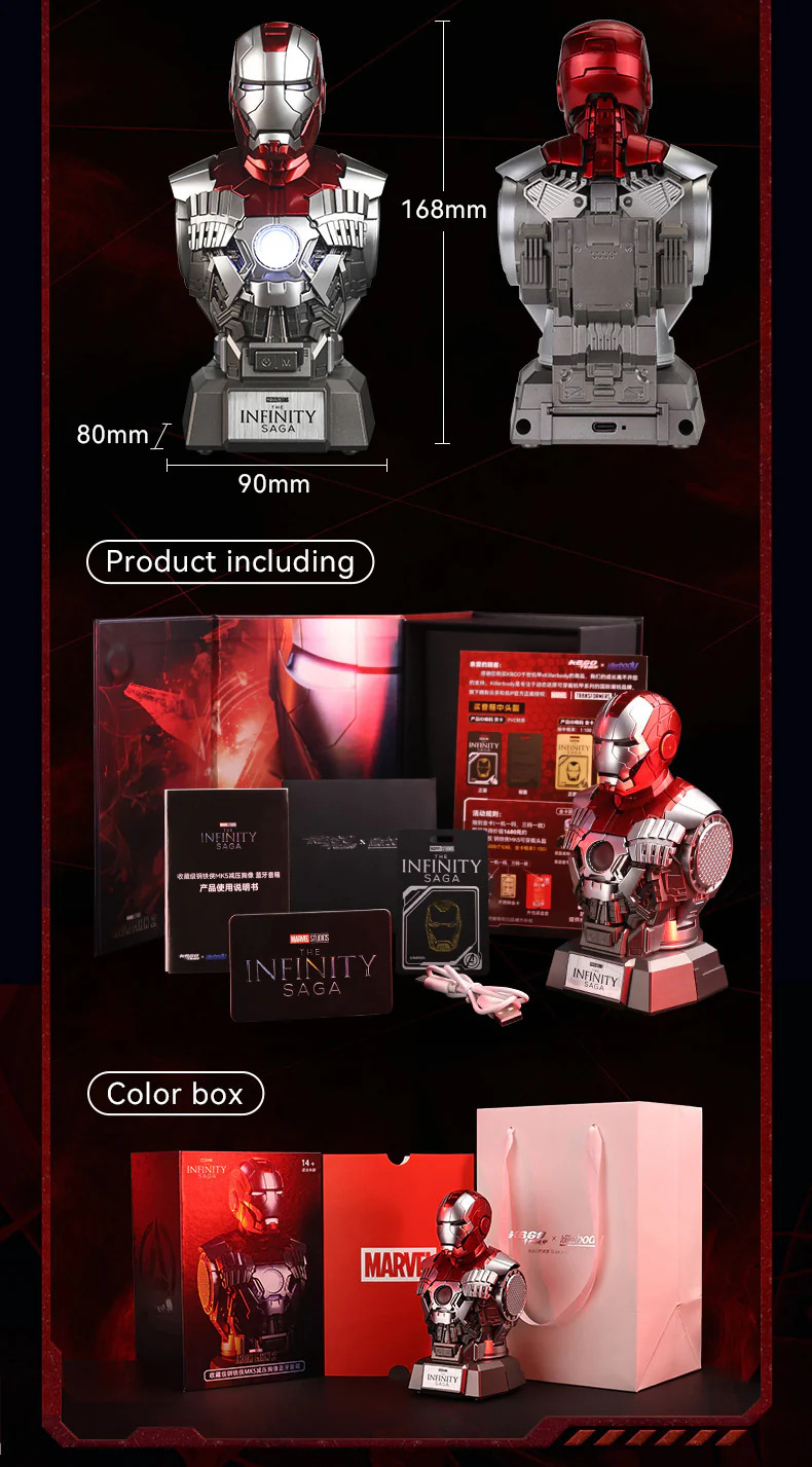 [NEW] Iron Man MK5 Posable Bust Action Figurewith Bluetooth Speaker