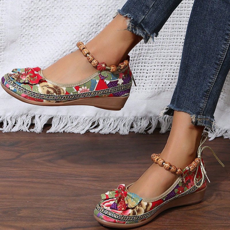  Women's Handwoven Floral Print Orthopedic Shoes