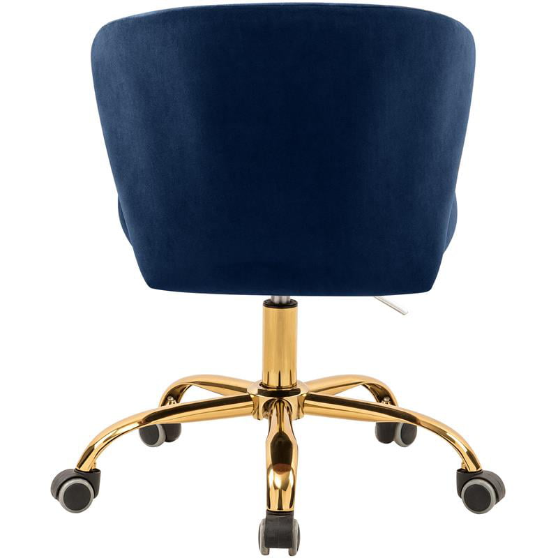 Meridian Furniture Finley Swivel Adjustable Black Velvet and Chrome Office Chair
