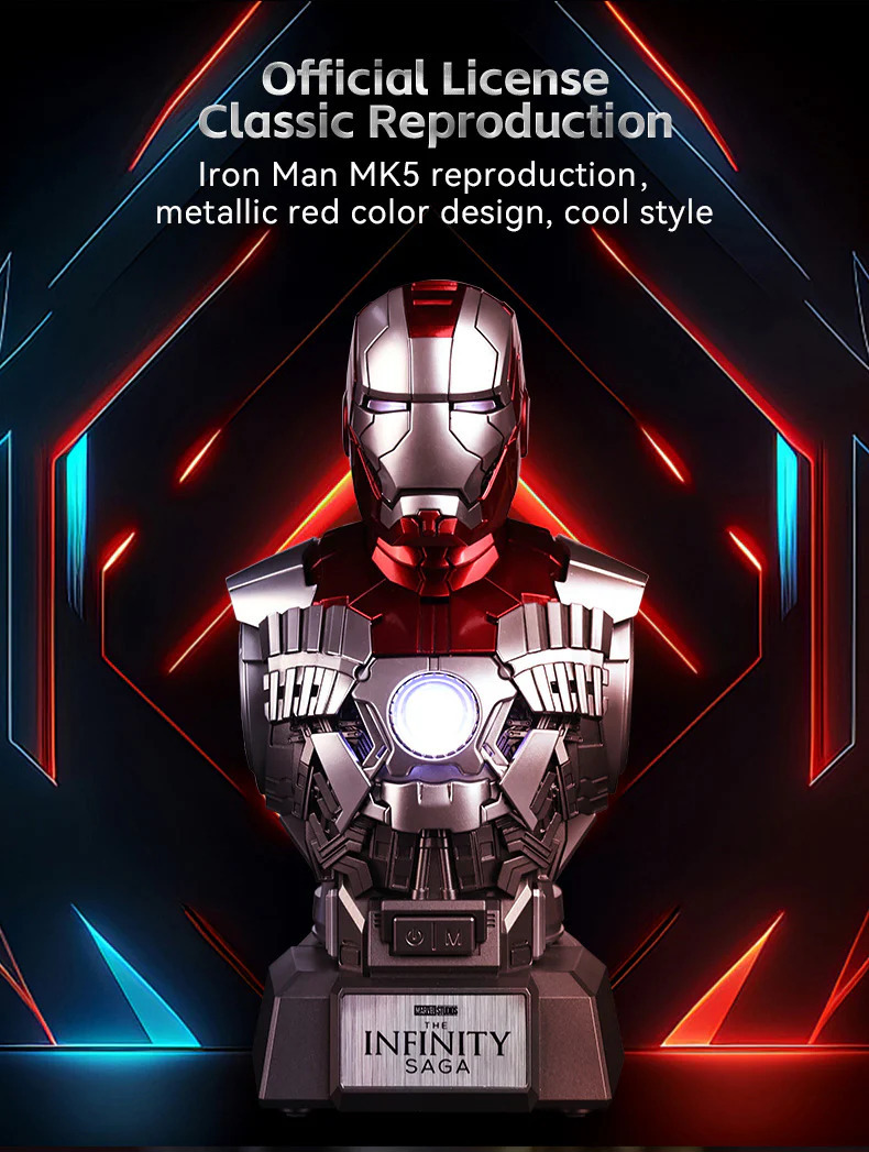 [NEW] Iron Man MK5 Posable Bust Action Figurewith Bluetooth Speaker