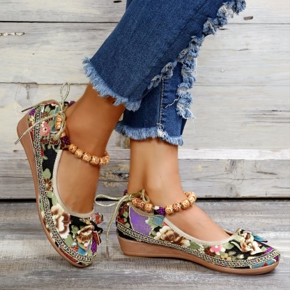  Women's Handwoven Floral Print Orthopedic Shoes