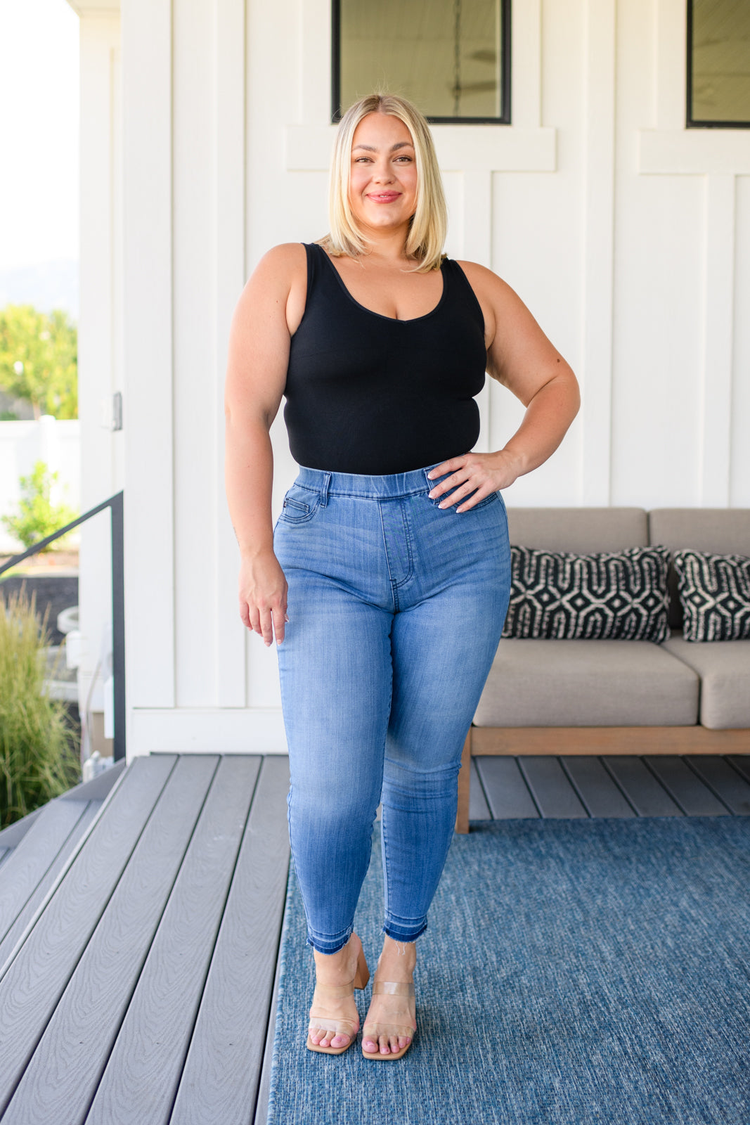 Tummy Control Pull On Skinny Jeans（Buy 2 get 20% off）