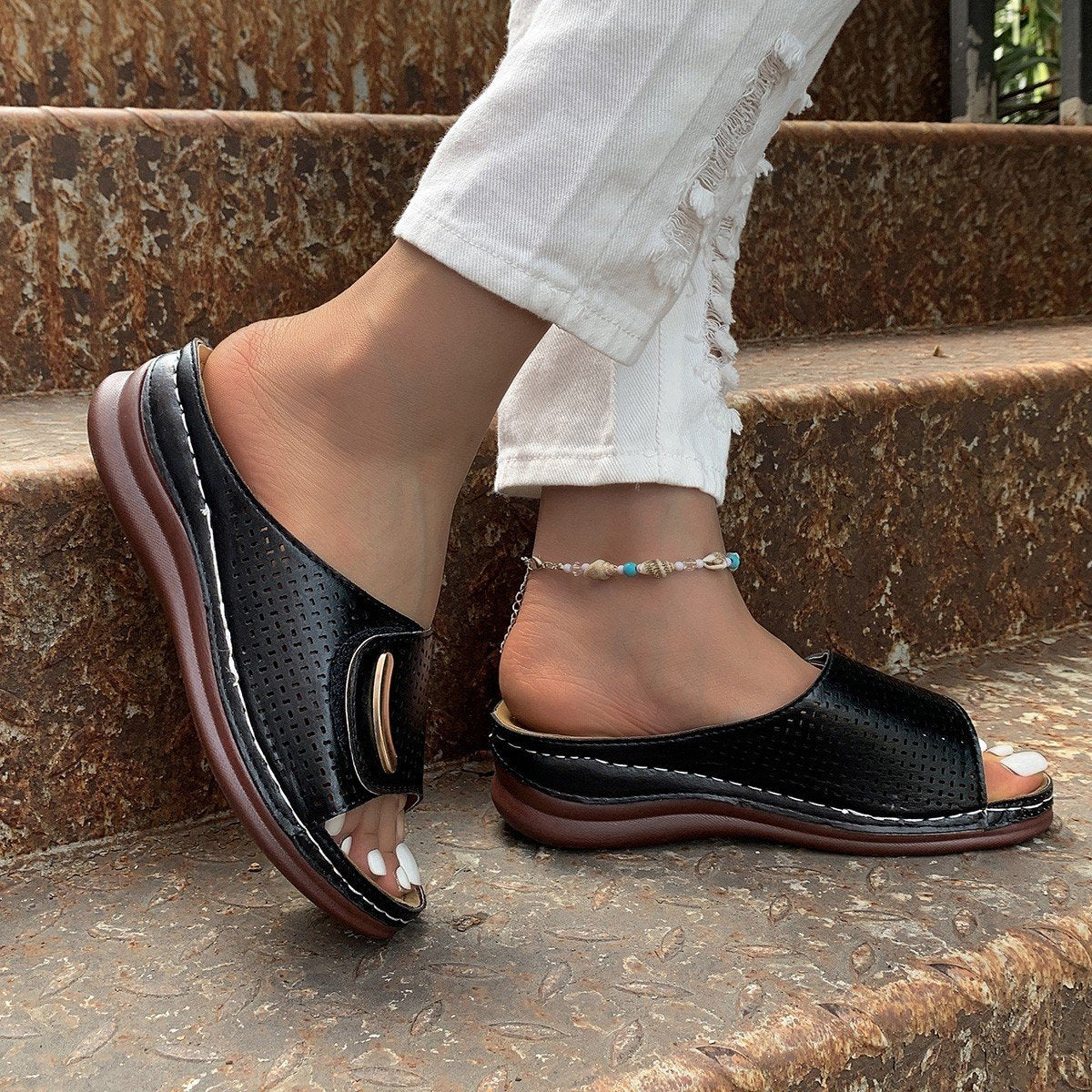 Peep Toe Hollow Out Orthopedic Slippers(Upgrade)