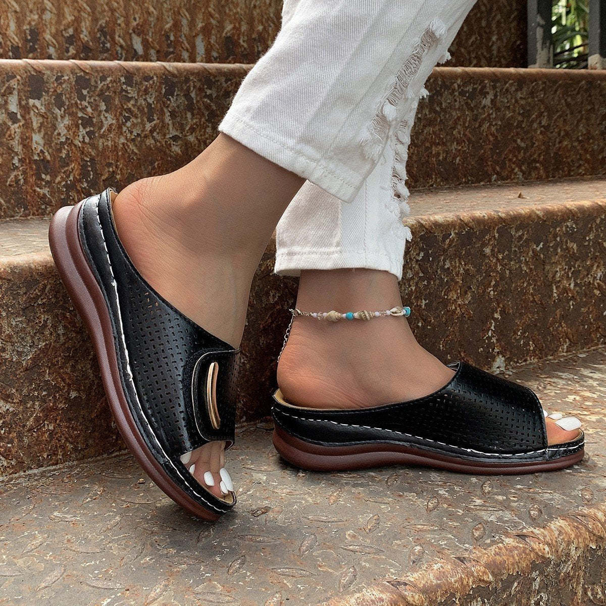 Peep Toe Hollow Out Orthopedic Slippers(Upgrade)