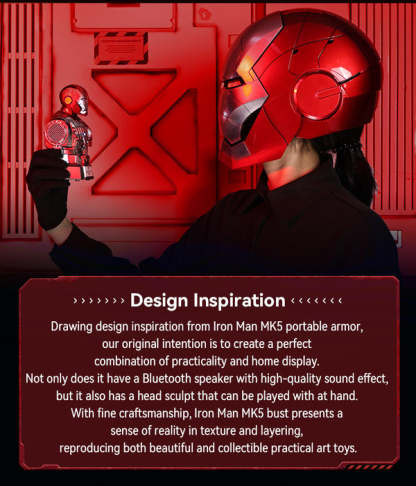[NEW] Iron Man MK5 Posable Bust Action Figurewith Bluetooth Speaker