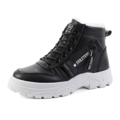 Women's Winter Plush Lined Warm Thick Sole Lace Up High Tops