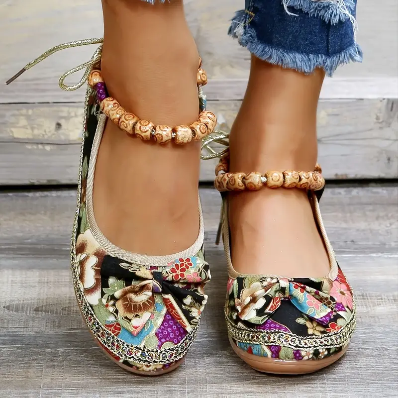  Women's Handwoven Floral Print Orthopedic Shoes