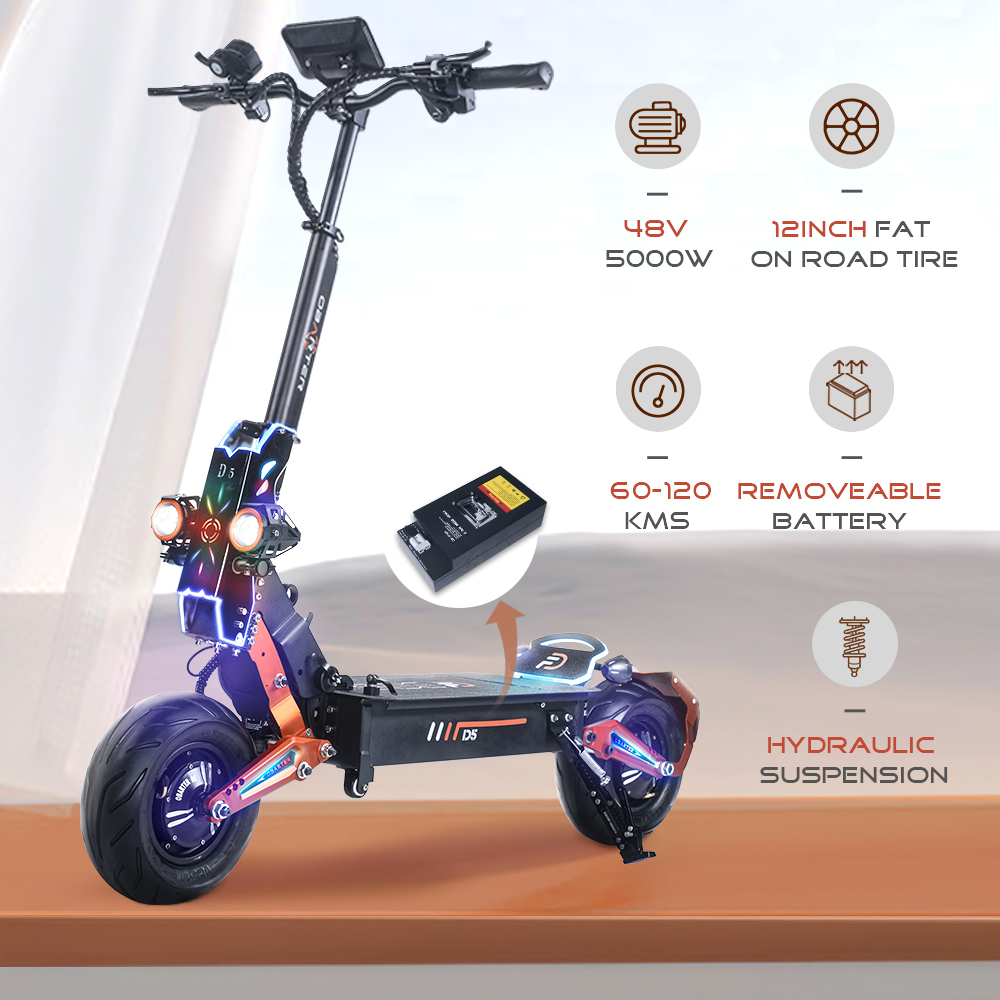 Latest Obarter D5 5000W Electric Scooter wtih 12inch Fat Tire On road Removeable battery kickscooter electric bike e scooters
