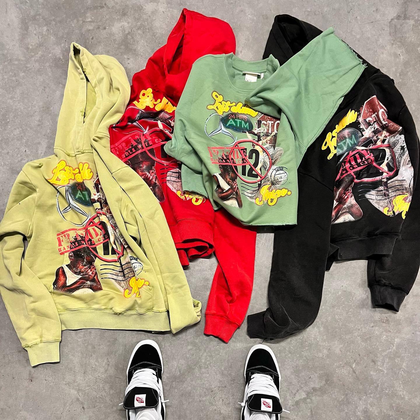 Fashionable personalized printed loose hoodie