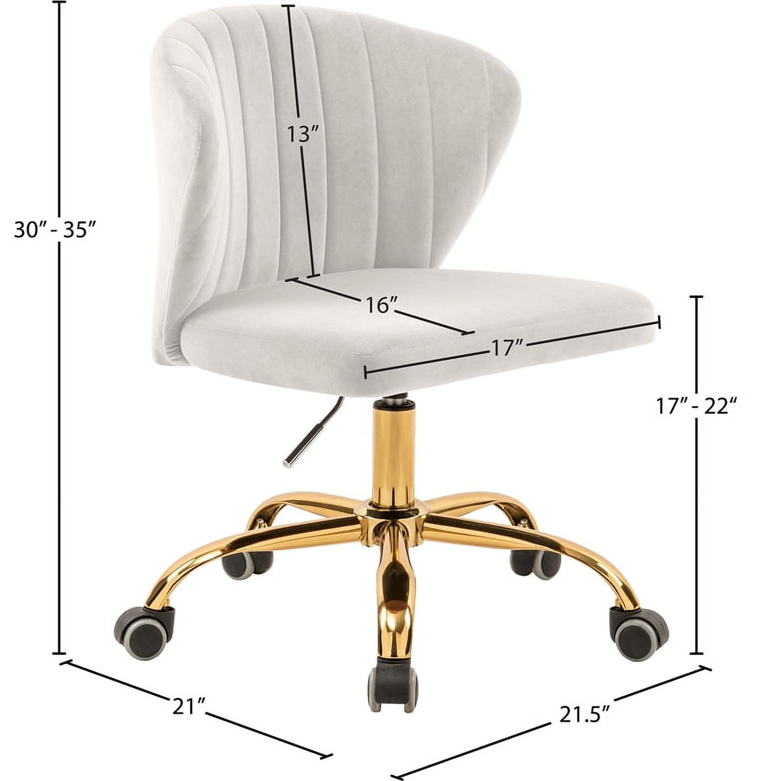 Meridian Furniture Finley Swivel Adjustable Black Velvet and Chrome Office Chair