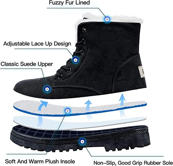Winter Snow Boots for Women Warm Fur Lined Ankle Boots