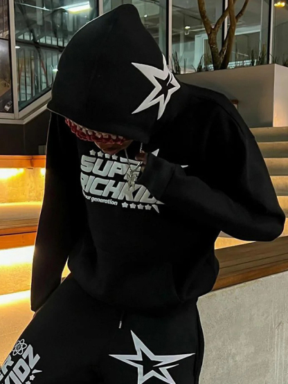 Men's Street Star Letter Print Oversized sweatsuit
