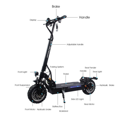 (🔥Limited Time Sale) T113 11inch 3200W Dual Motor Electric Scooter with 60V 35ah battery Big Power E-Scooter