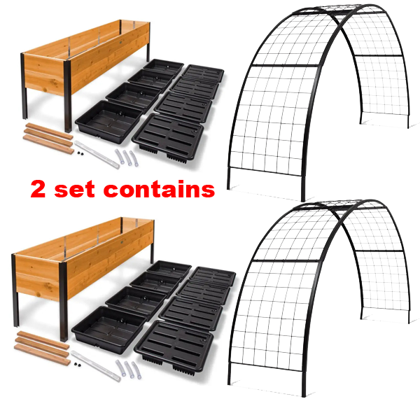 💥Self-Watering Eco-Stained Elevated 2'x8' Planter Box with Arch Trellis💥Flash sale ⚡ Limited Stock