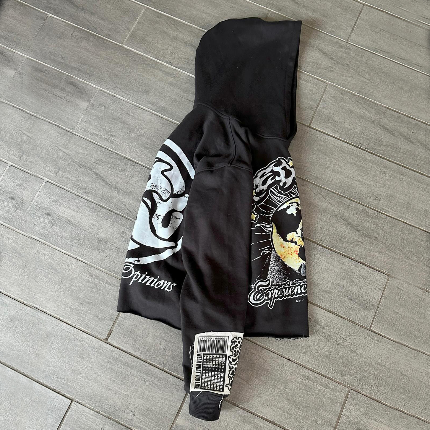 Casual rolled hem printed hoodie