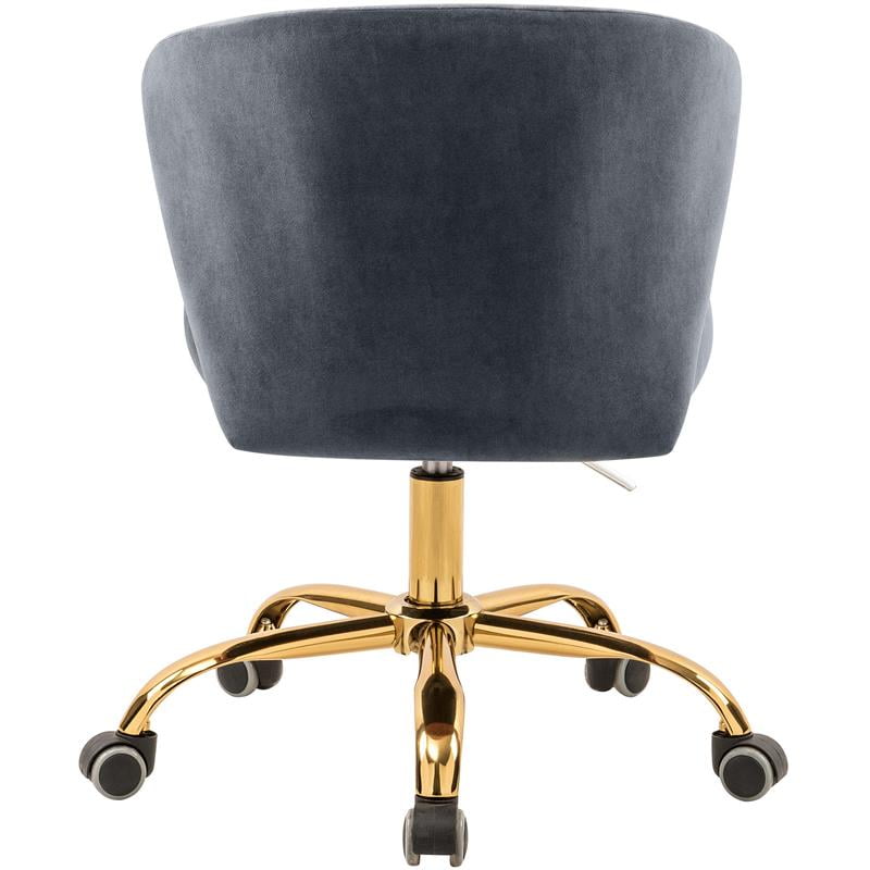 Meridian Furniture Finley Swivel Adjustable Black Velvet and Chrome Office Chair