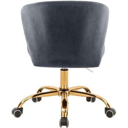 Meridian Furniture Finley Swivel Adjustable Black Velvet and Chrome Office Chair