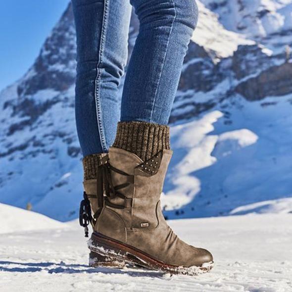  Women's Winter Warm Back Lace Up Snow Boots