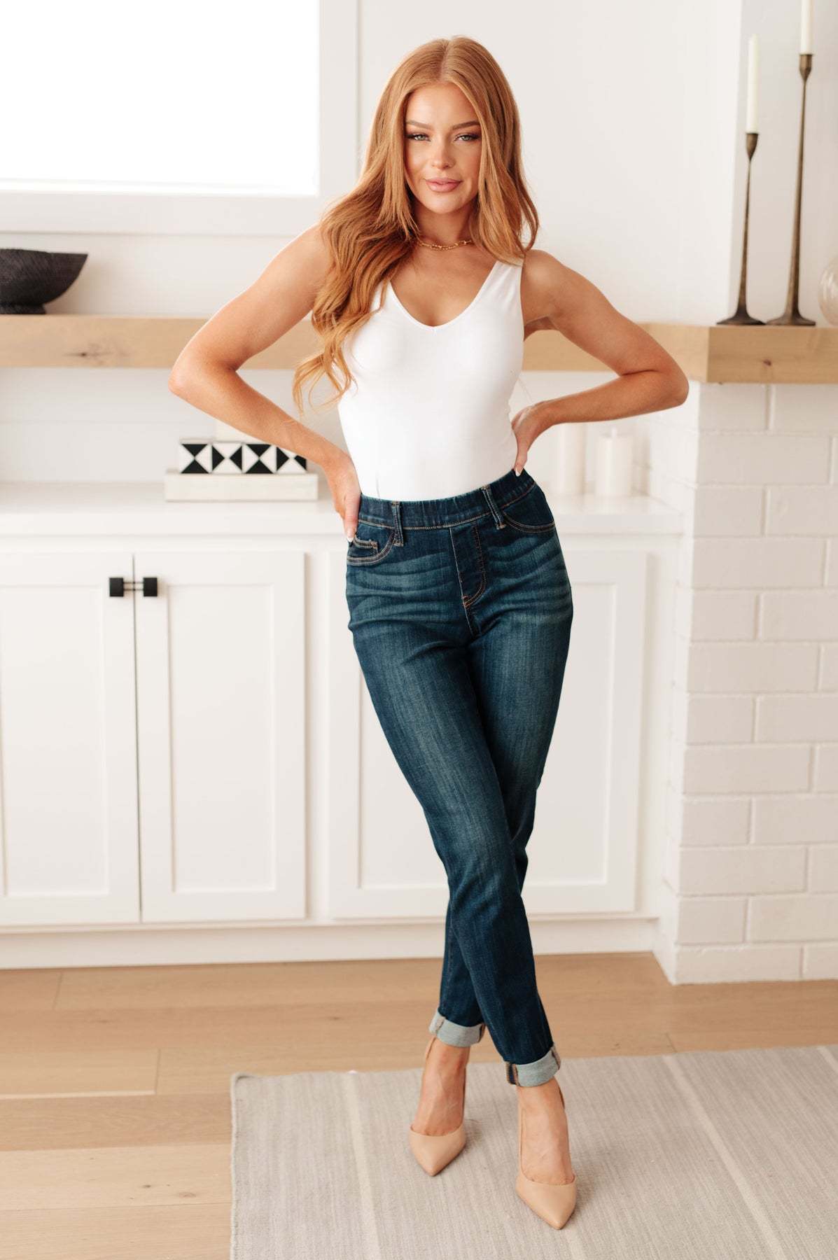Tummy Control Pull On Skinny Jeans（Buy 2 get 20% off）