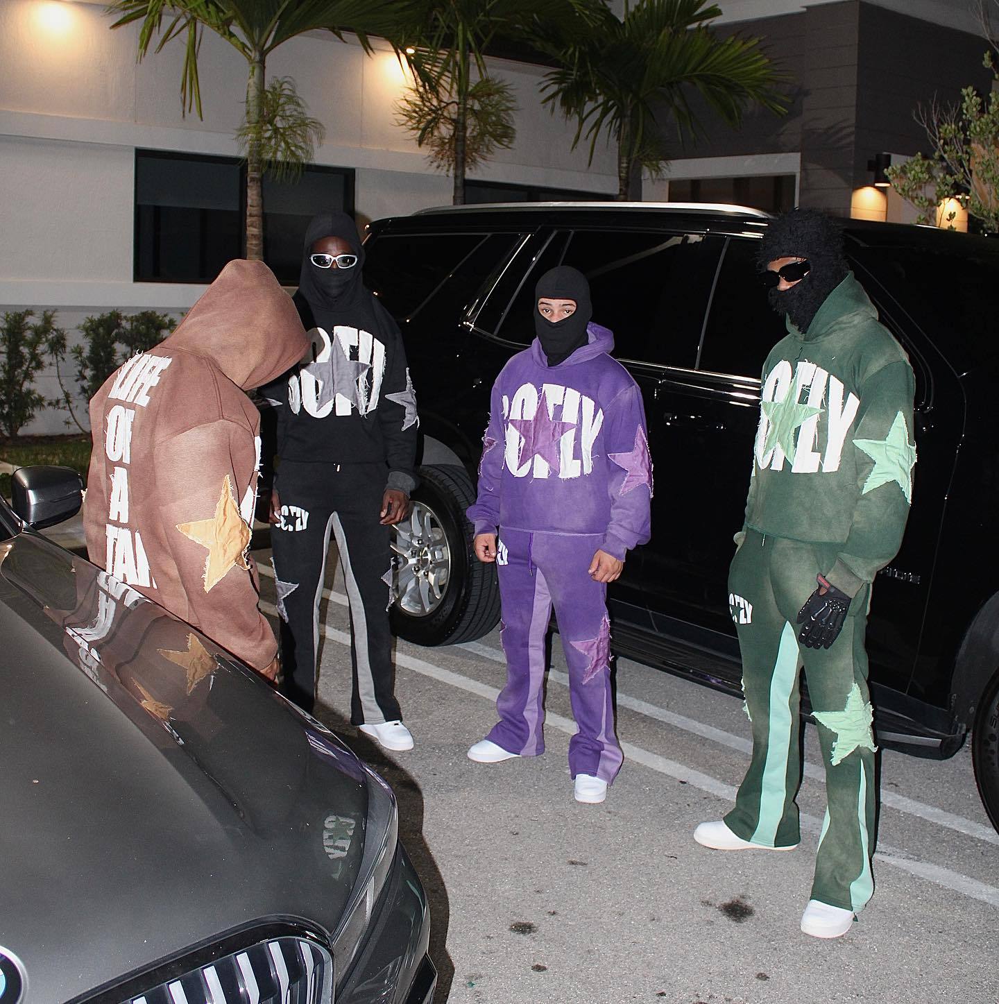 Star patchwork casual street print hoodie two-piece set