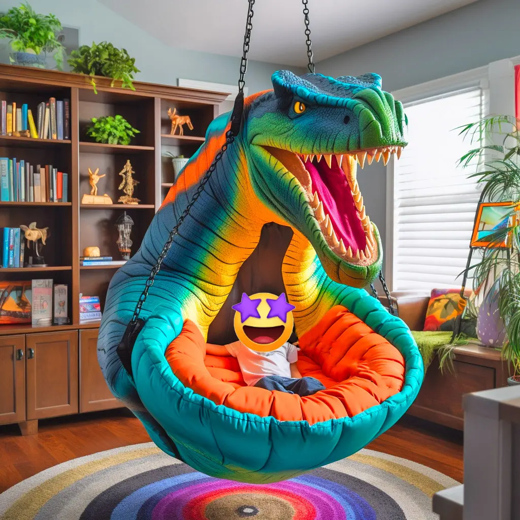 🔥Clearance Sale💝$19.99🦖 Hanging Dinosaur Lounge Chair （Buy 1 get 1 free）