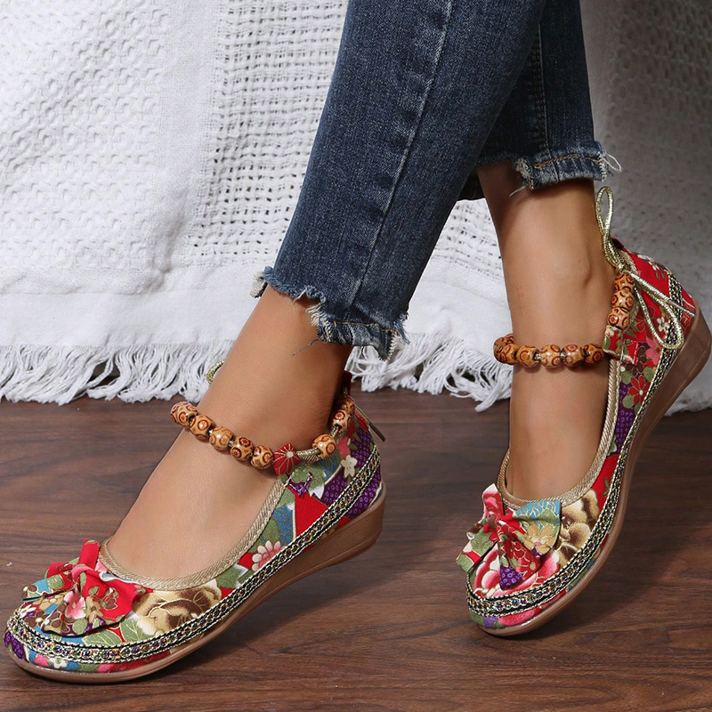  Women's Handwoven Floral Print Orthopedic Shoes