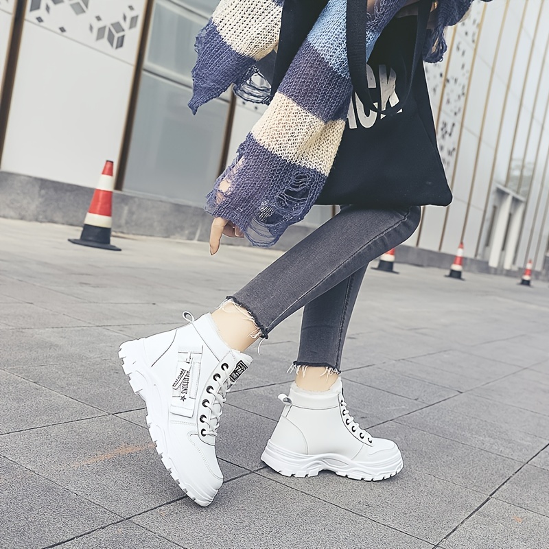 Women's Winter Plush Lined Warm Thick Sole Lace Up High Tops