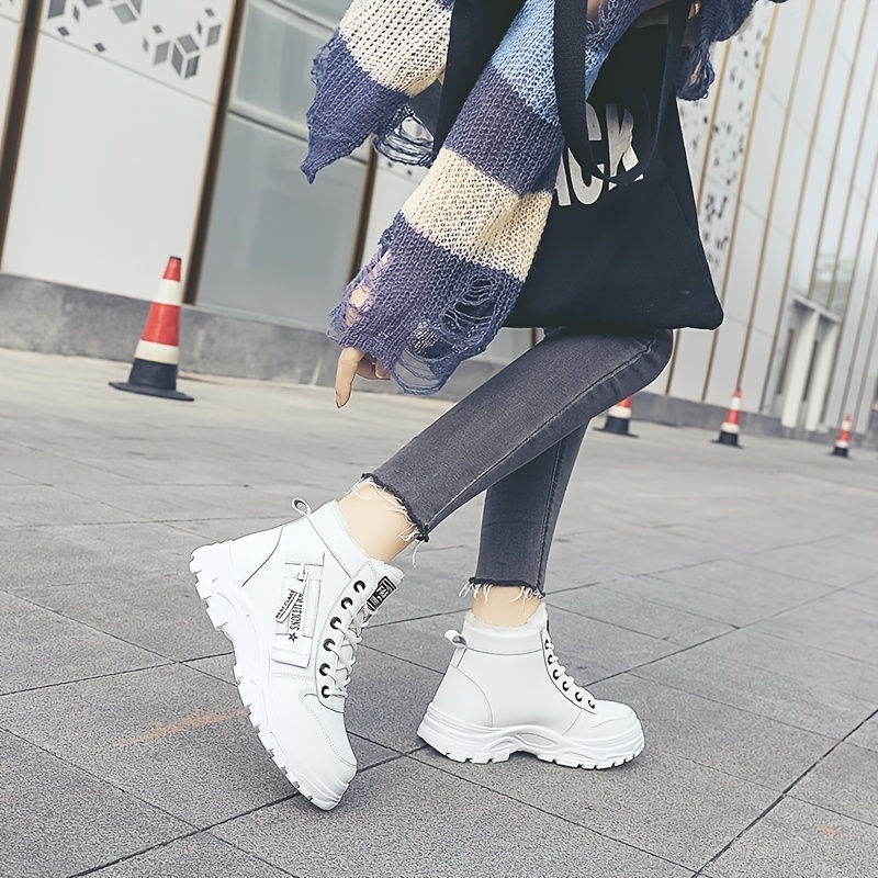 Women's Winter Plush Lined Warm Thick Sole Lace Up High Tops