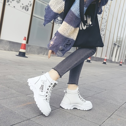Women's Winter Plush Lined Warm Thick Sole Lace Up High Tops