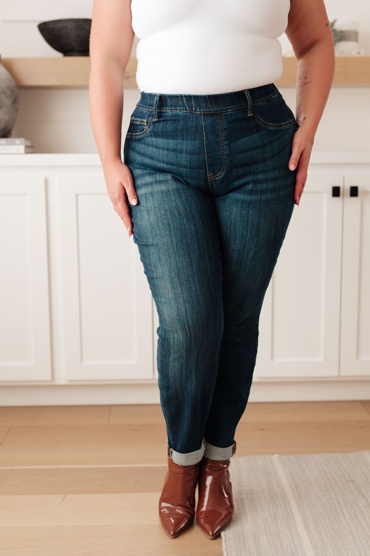 Tummy Control Pull On Skinny Jeans（Buy 2 get 20% off）