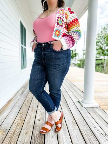 Tummy Control Cuffed Slim Fit Jeans （Buy 2 get 20% off）