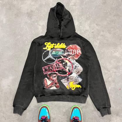 Fashionable personalized printed loose hoodie