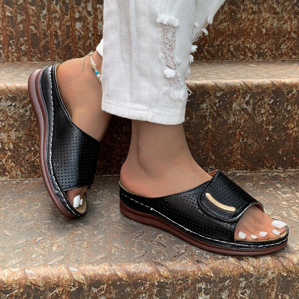Peep Toe Hollow Out Orthopedic Slippers(Upgrade)
