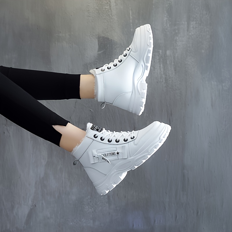 Women's Winter Plush Lined Warm Thick Sole Lace Up High Tops