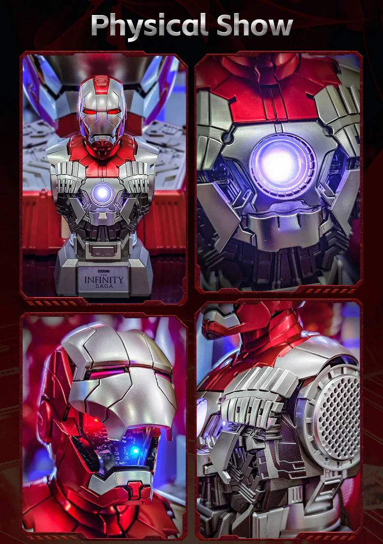 [NEW] Iron Man MK5 Posable Bust Action Figurewith Bluetooth Speaker