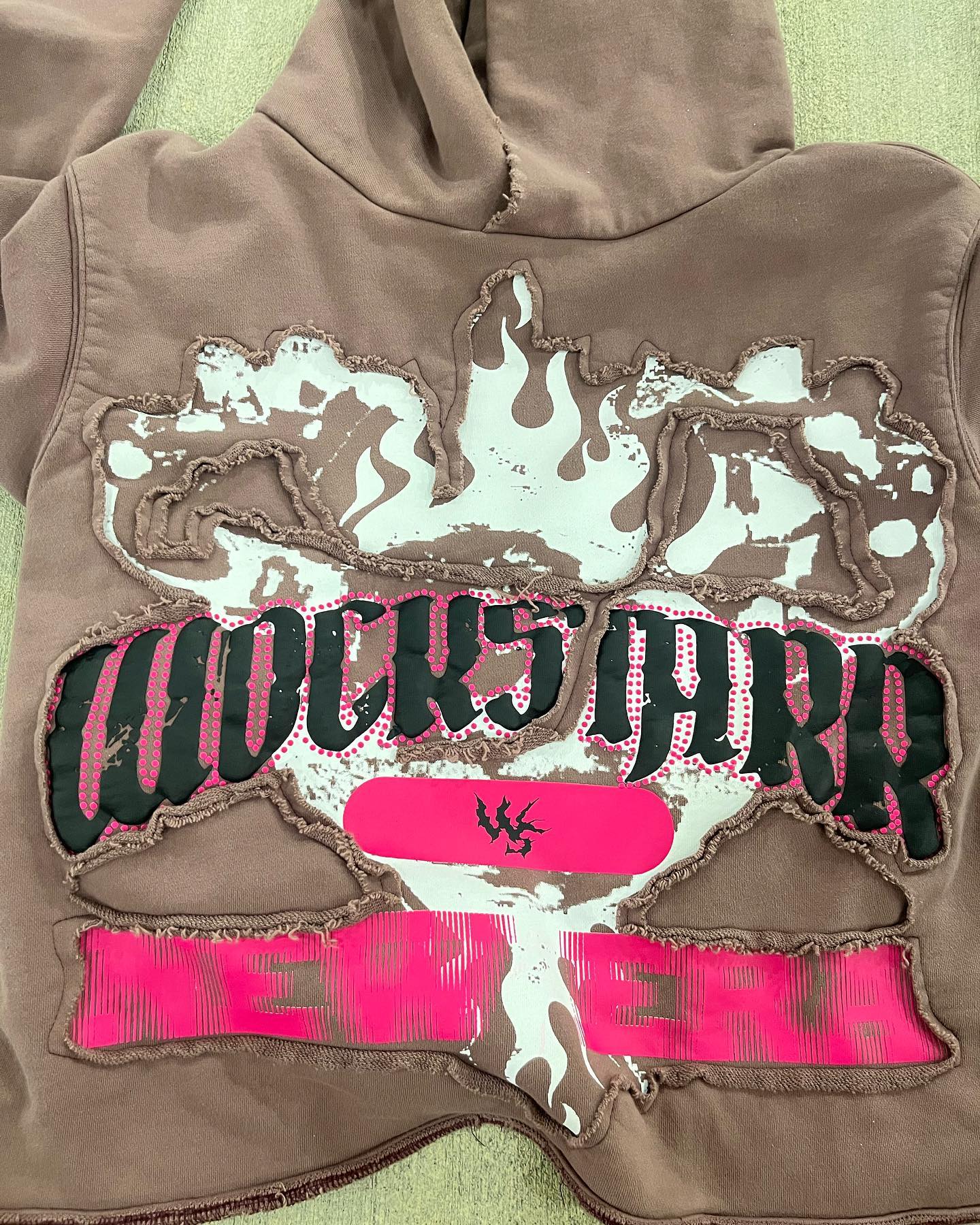 Casual street ripped patch hoodie trousers sports two-piece suit