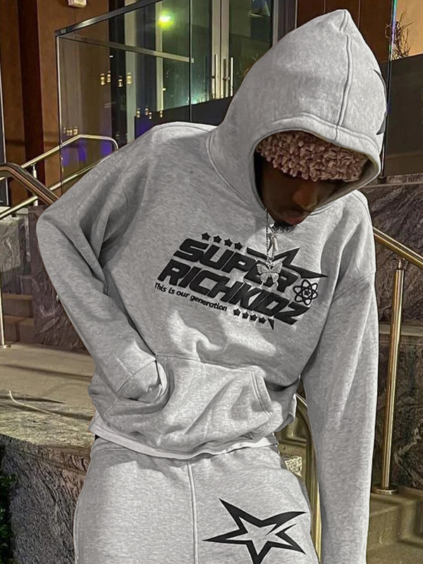 Men's Street Star Letter Print Oversized sweatsuit